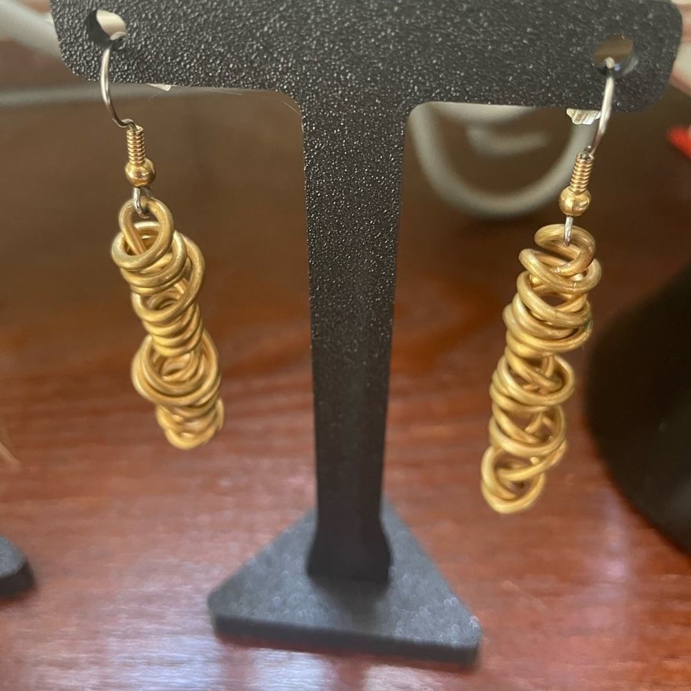 Handcrafted Chic Spiral Gold Tone Earrings